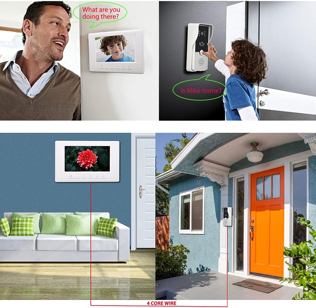 7 Inches Wired Video Door Phone System with IR Night Vision Camera B3949