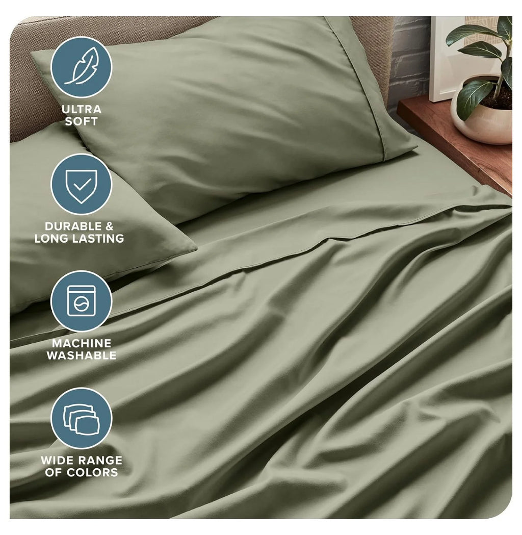 Split King 5 Piece Microfiber Bed Sheet Set with Deep Pockets F963