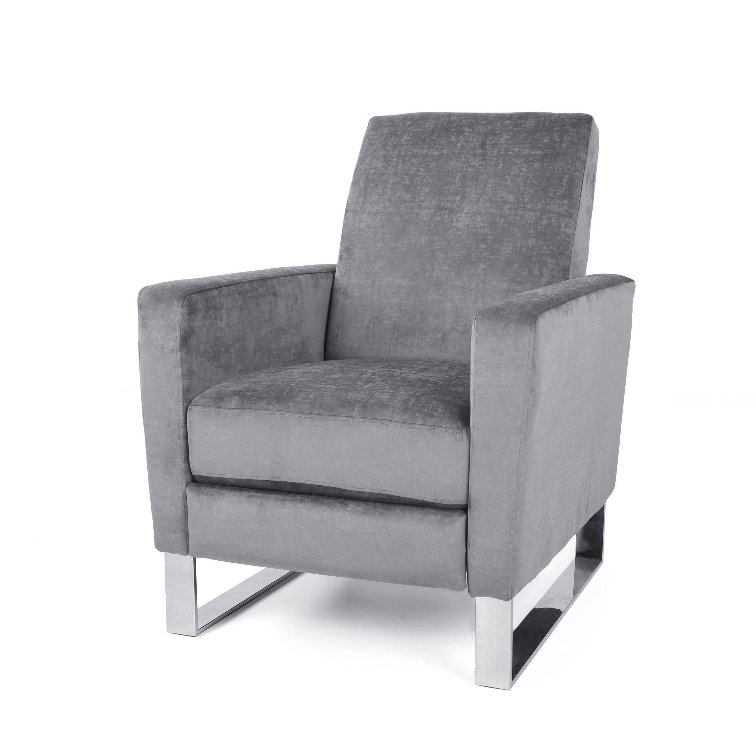 Gray High Leg Push-Back Recliner with Stainless Steel Legs Z648