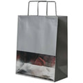 Foil Gift Bags with Metal Handle, Medium, 8 x 10 x 4, Silver, Bulk 100 Bags/Pack P127456