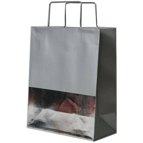 Foil Gift Bags with Metal Handle, Medium, 8 x 10 x 4, Silver, Bulk 100 Bags/Pack P127456