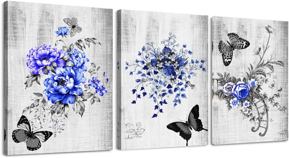 3 Piece Blue Abstract Mountain Canvas Wall Art K301668