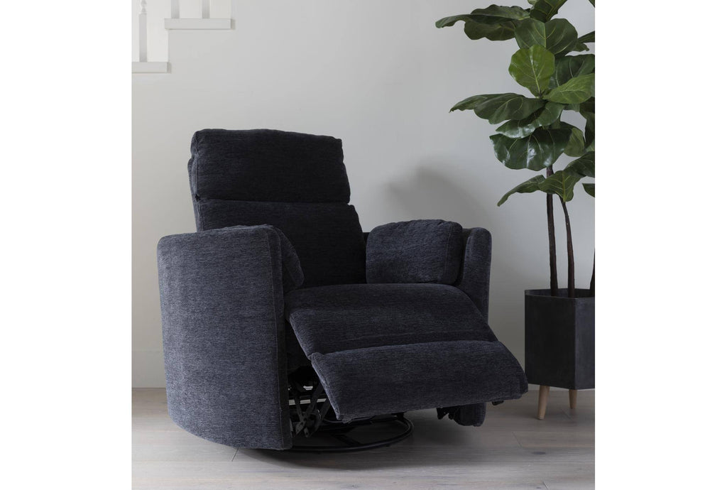 Blue Fabric Power Recliner Swivel Glider Chair R500