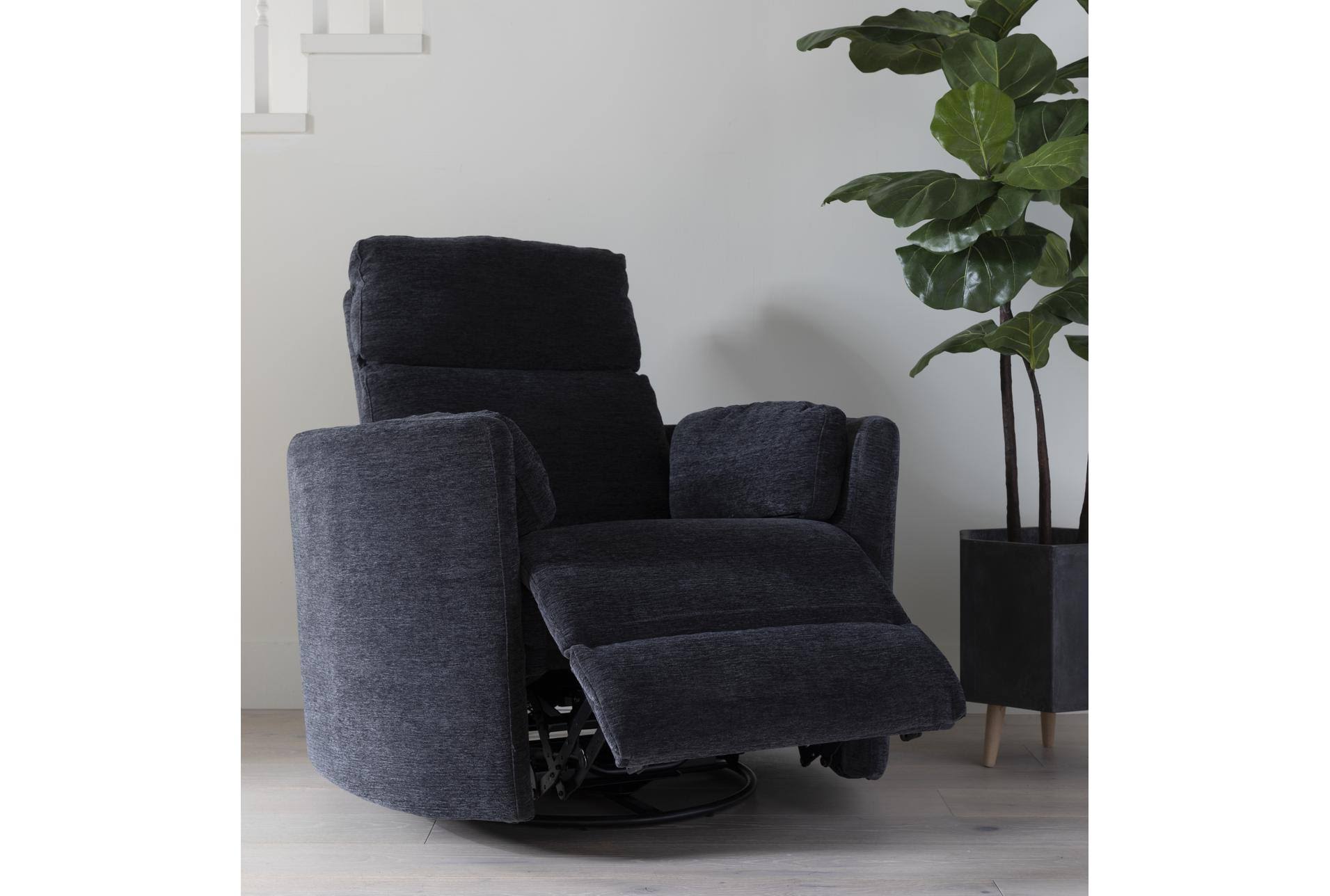 Blue Fabric Power Recliner Swivel Glider Chair R500