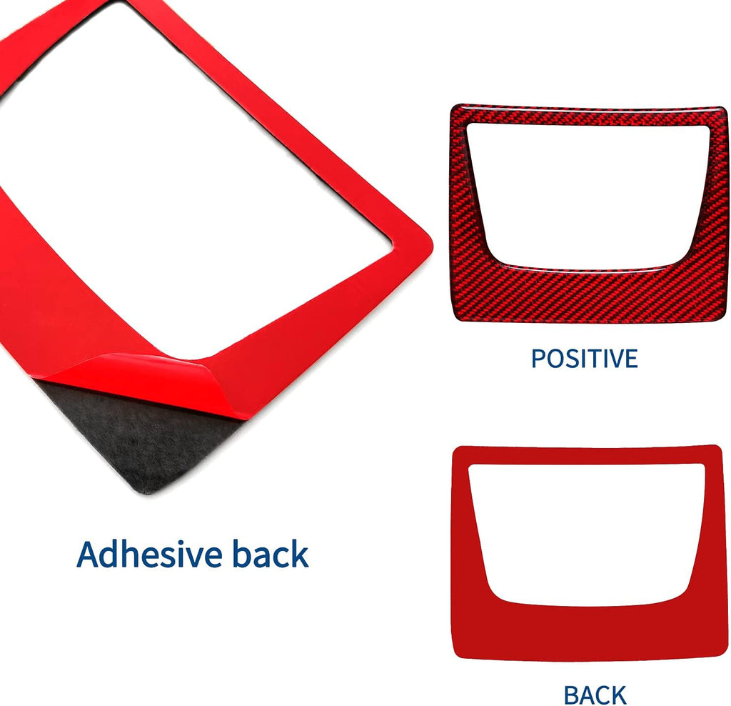 Carbon Fiber Interior Armrest Box Button Control Panel Cover Sticker Rear Seat Accessories (Red) Pack of 2 L996
