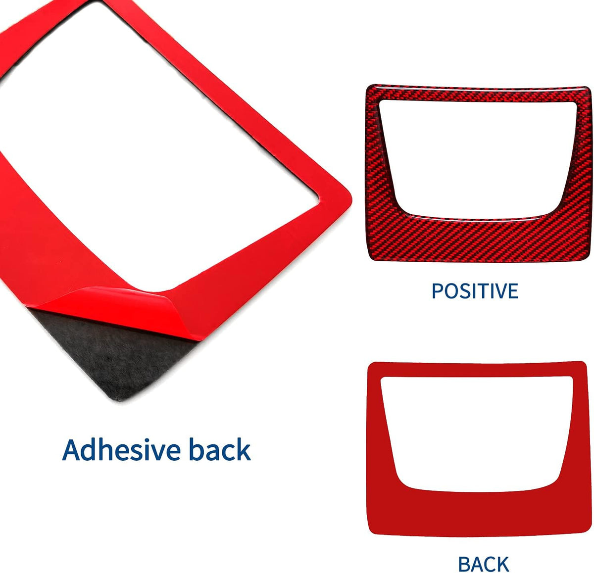 Carbon Fiber Interior Armrest Box Button Control Panel Cover Sticker Rear Seat Accessories (Red) Pack of 2 L996