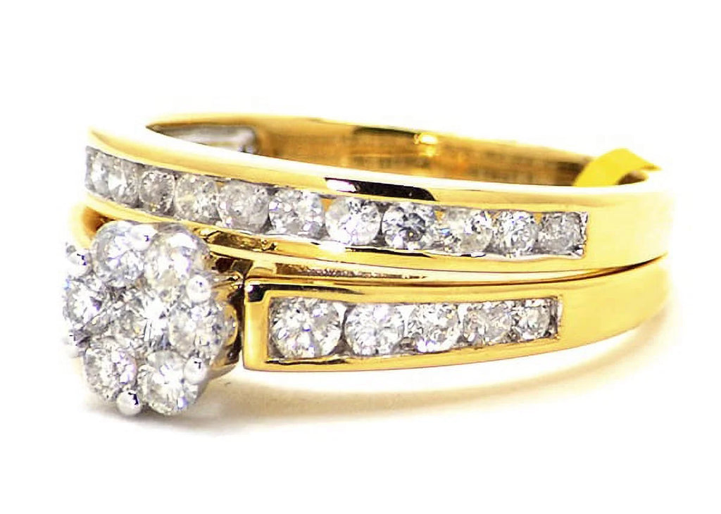 14K White Gold Real Diamond Square Cluster Engagement Ring R891