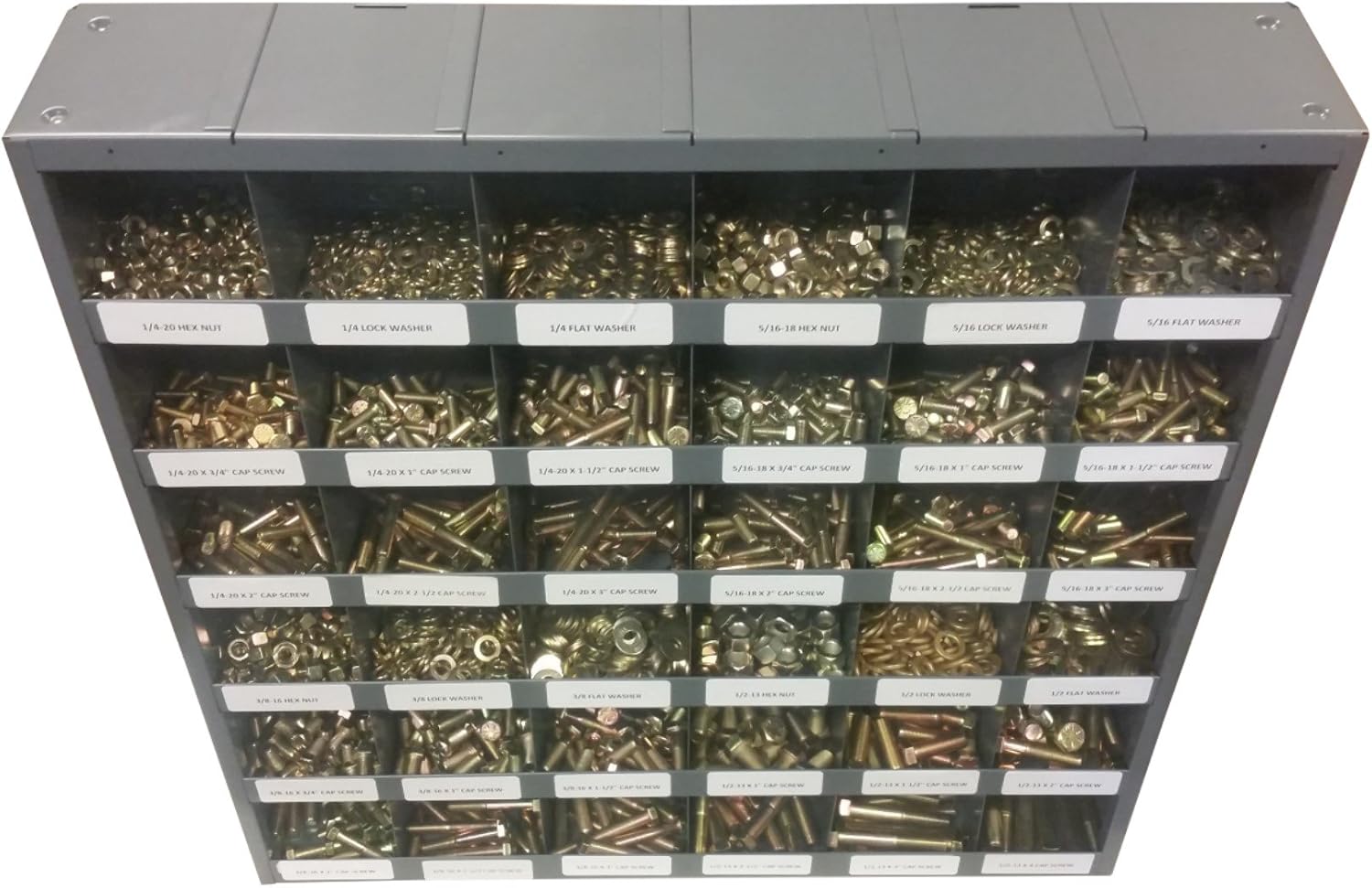 2510 Piece Grade 8 USS Coarse Thread Bolt, Nut, and Washer Assortment with 40 Hole Bin S1545