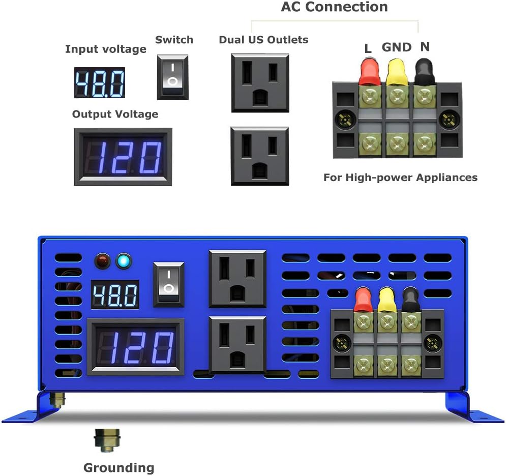2000 Watt Pure Sine Wave Power Inverter 48V DC to AC 120V K8230