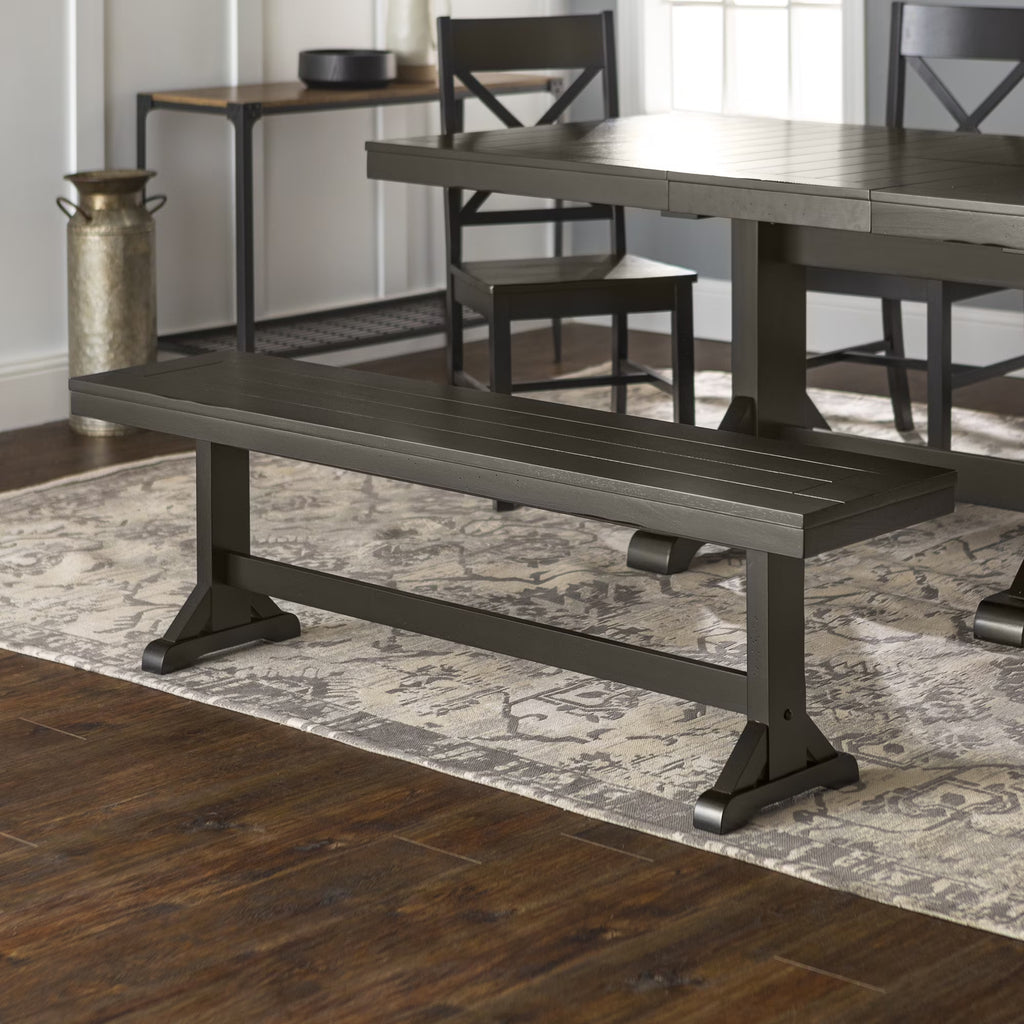 Antique Black Wood Bench H875