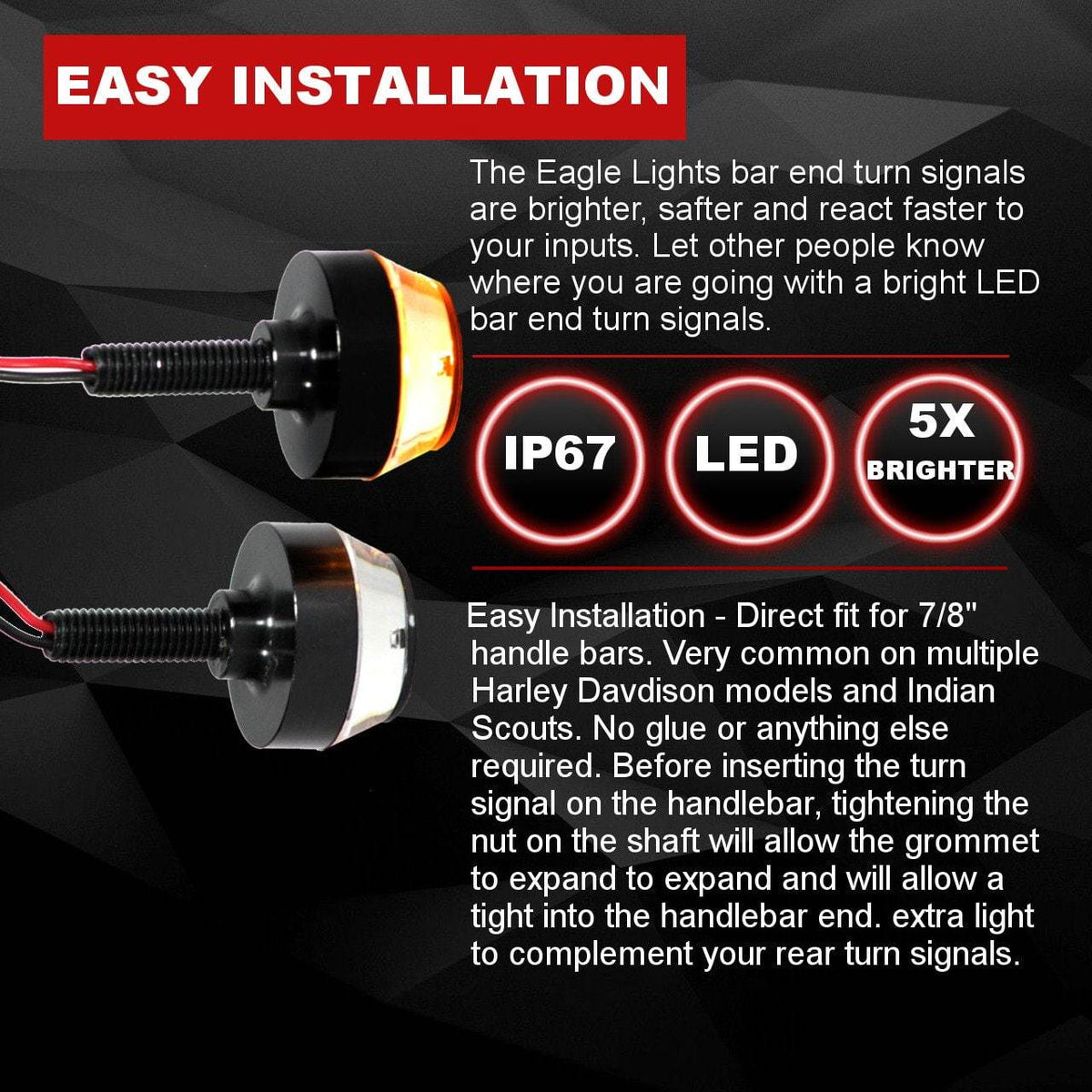 LED Turn Signals for 7/8" Handlebars - Pair M2888