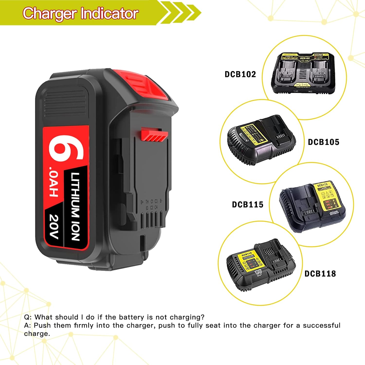 2Pack 6.0Ah 20V Replacement Battery for Cordless Power Tools R941377