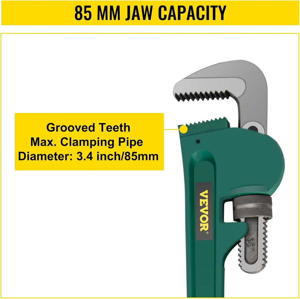 36-Inch Aluminum Straight Pipe Wrench Adjustable Heavy Duty 5” Jaw Capacity Pack of 2 O29926