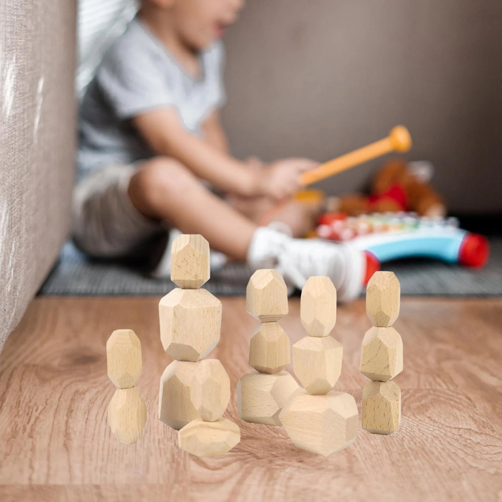 Wooden Stacking Stones Building Blocks K104019