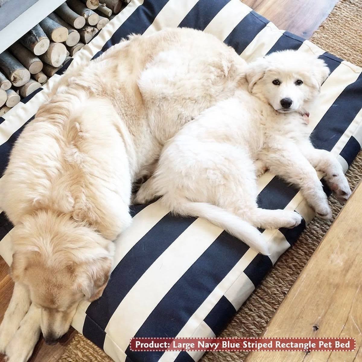 Navy Blue Vertical Stripe Rectangle Pet Bed R685432