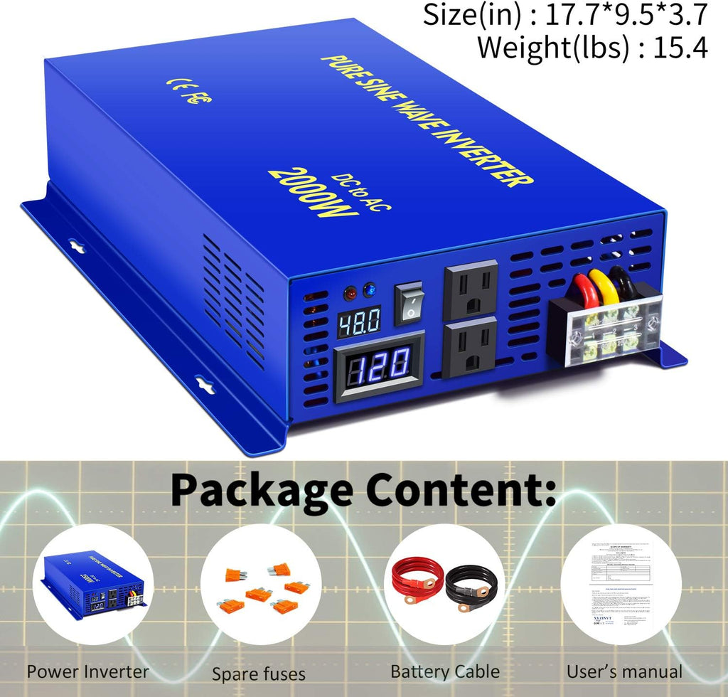 2000 Watt Pure Sine Wave Power Inverter 48V DC to AC 120V K8230