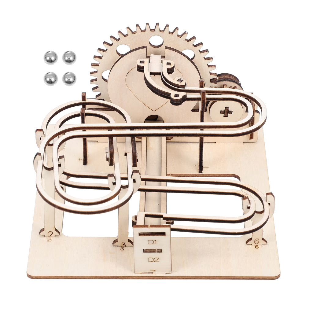 3D Wooden Puzzles Marble Run Set DIY Roller Coaster Toys Mechanical Model N626