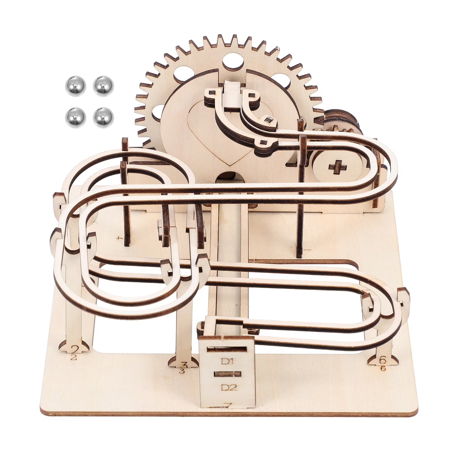 3D Wooden Puzzles Marble Run Set DIY Roller Coaster Toys Mechanical Model N626