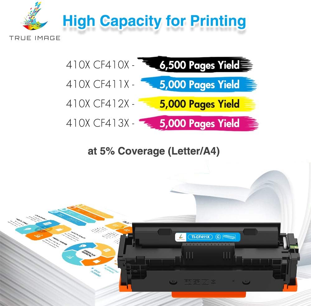 4 Pack Compatible Toner Cartridge for HP 410X CF410X CF411X CF412X CF413X H48405