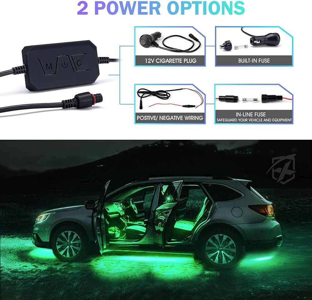 RGB LED Car Underglow Light Kit, 8PCS Bluetooth APP Control Strip H9478