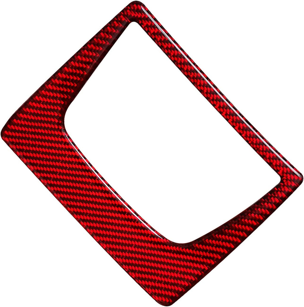 Carbon Fiber Interior Armrest Box Button Control Panel Cover Sticker Rear Seat Accessories (Red) Pack of 2 L996