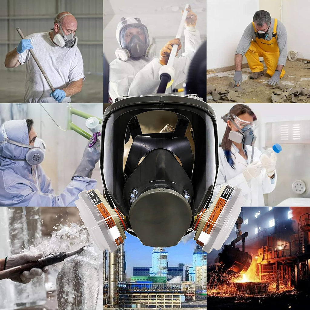 Full Face Reusable Respirator Gas Mask Pack of 2 B108906