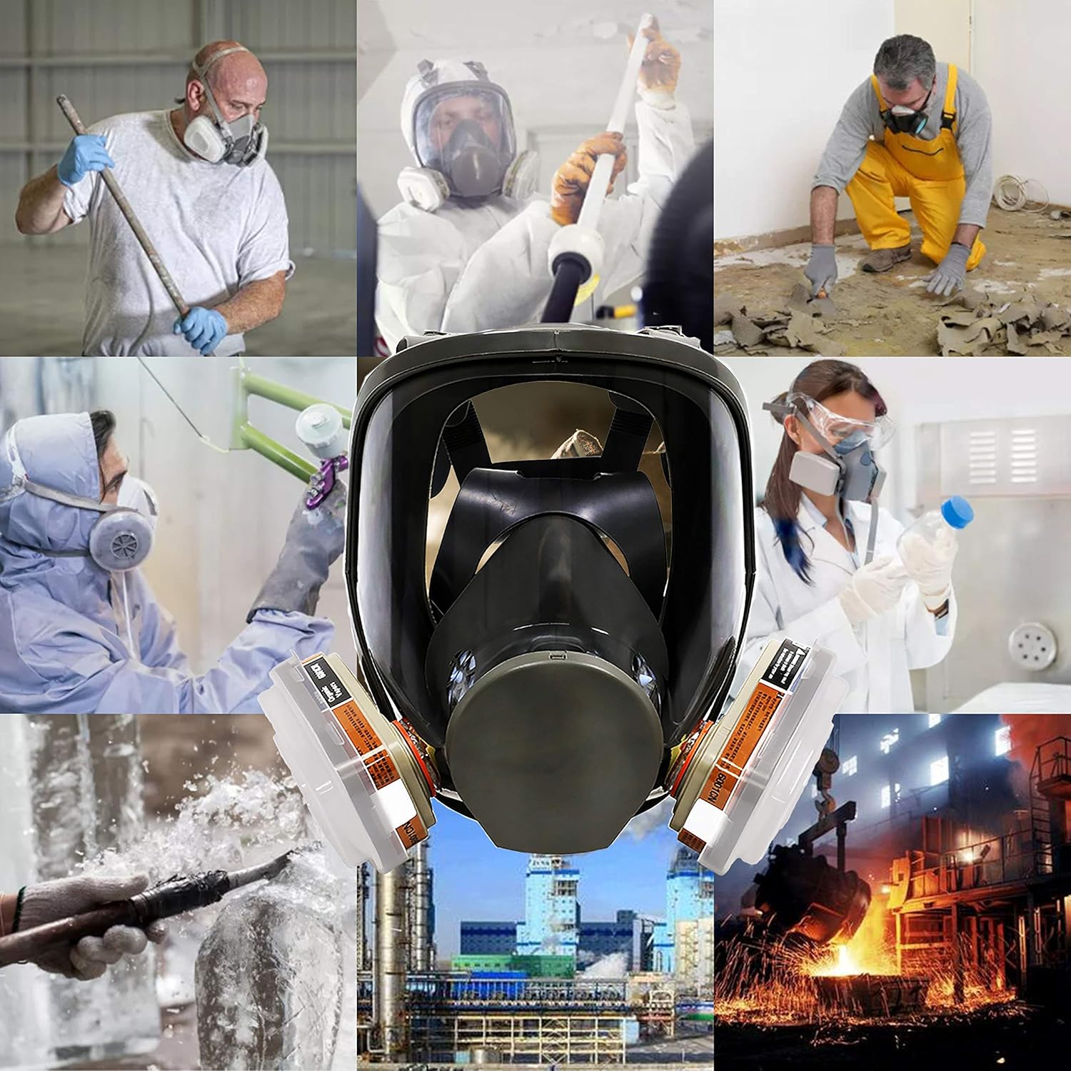 Full Face Reusable Respirator Gas Mask Pack of 2 B108906