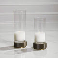 2 Piece Tabletop Hurricane Holder Set with Candle Q3926