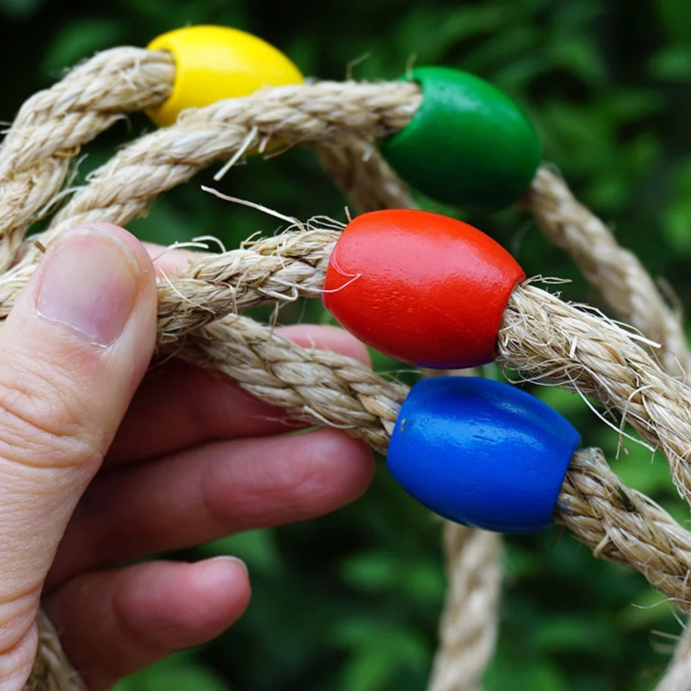 Throwing Ring Games Kids Toss Toy Outdoor Wooden Rope L784124