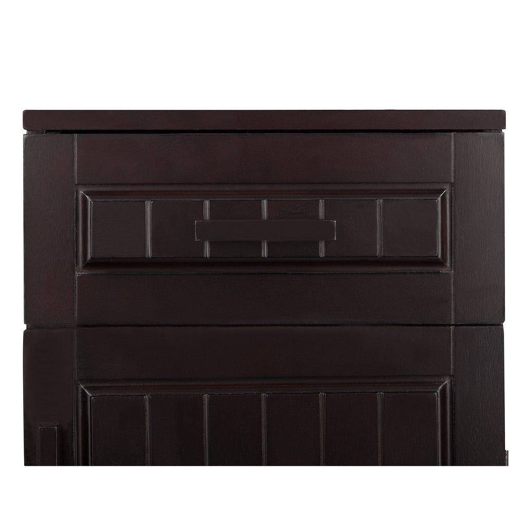 Dark Birch Floor Cabinet with 1 Door, 1 Drawer and 3 Open Shelves P60434