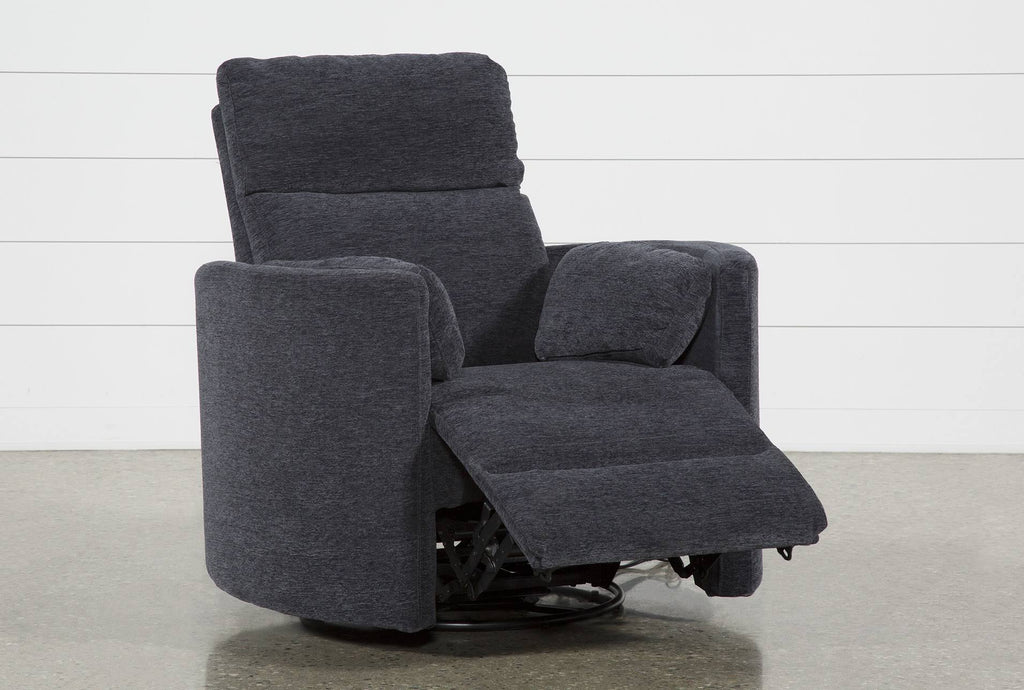 Blue Fabric Power Recliner Swivel Glider Chair R500