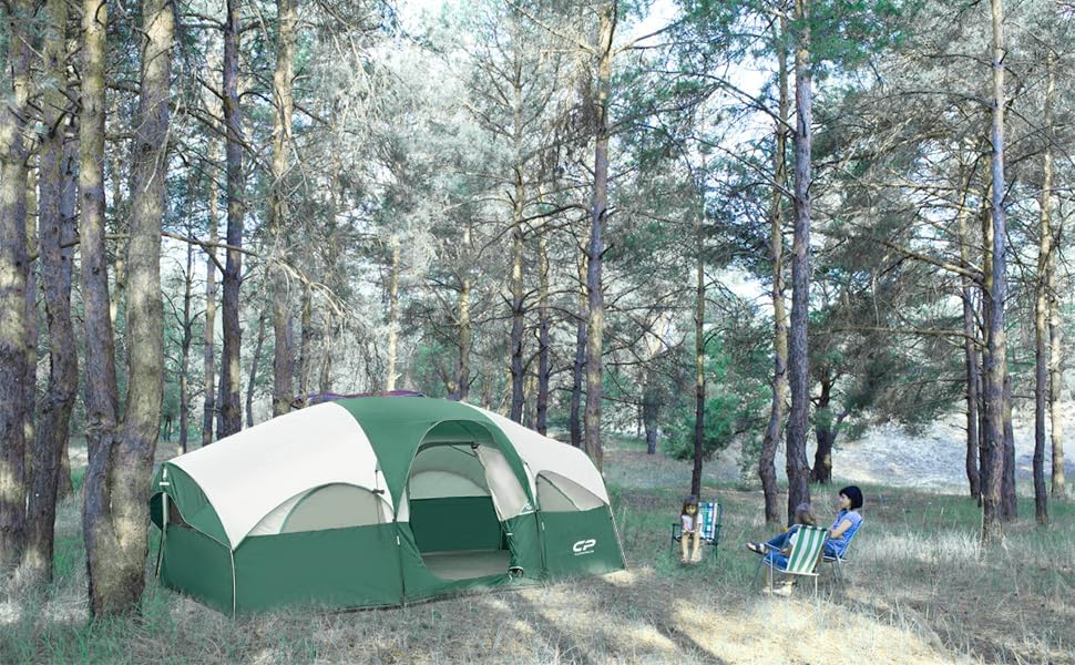 8 Person Weather Resistant Family Tent with Carry Bag H655