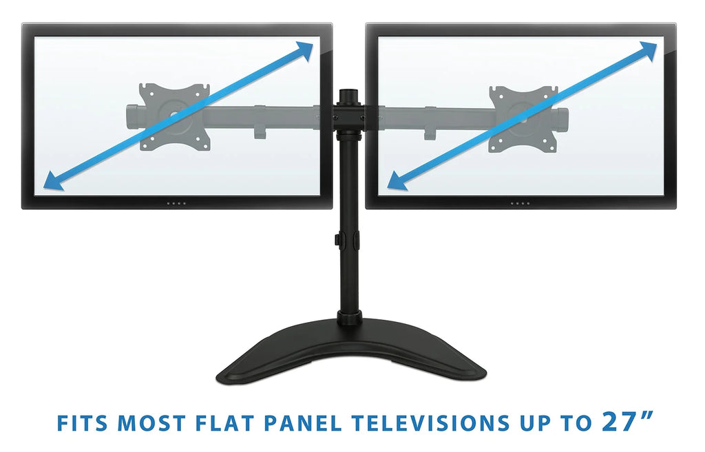 Free Standing Dual Monitor Stand for Two 19-27 Inch Computer Screens D4564
