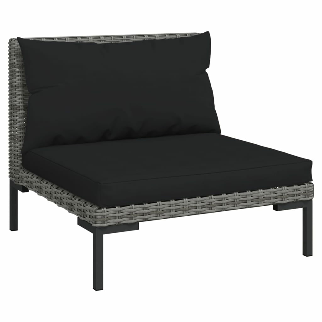 10 Piece Patio Set with Cushions Poly Rattan Dark Gray T460924