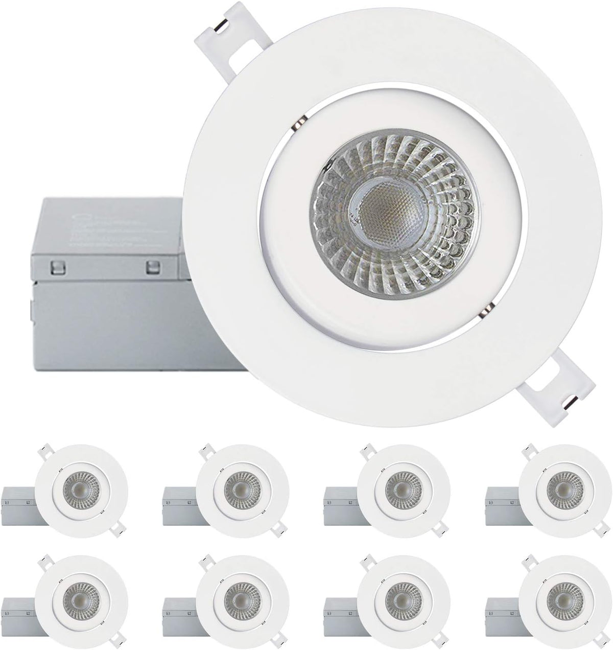4 Inch 16 Pack Ultra-Thin Adjustable LED Recessed Lighting, 10 Watts, 750lm, Dimmable, 3000K Warm White C320726
