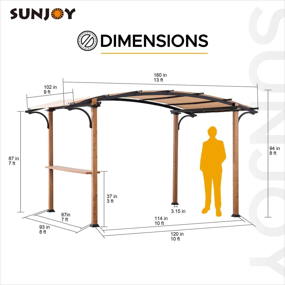 Steel Arched Pergola with Tan Shade S119535