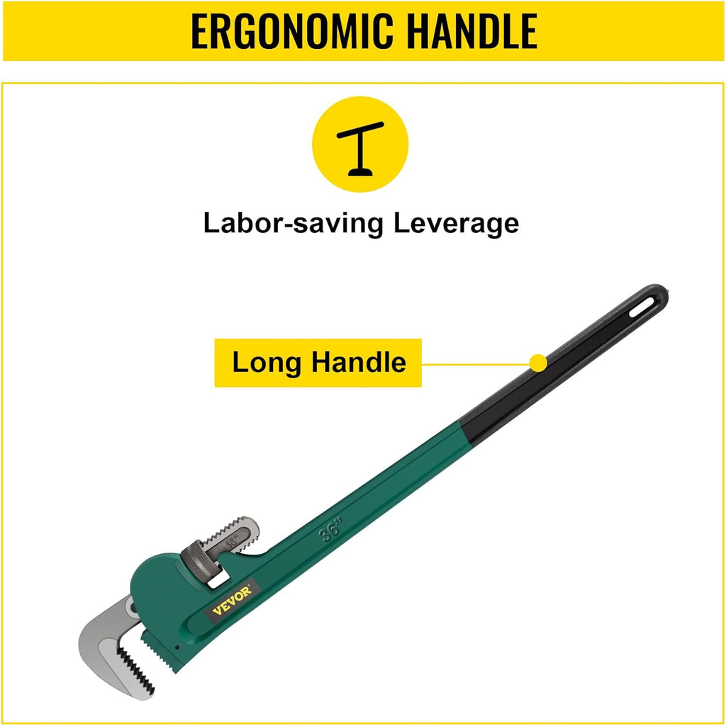 36-Inch Aluminum Straight Pipe Wrench Adjustable Heavy Duty 5” Jaw Capacity Pack of 2 O29926