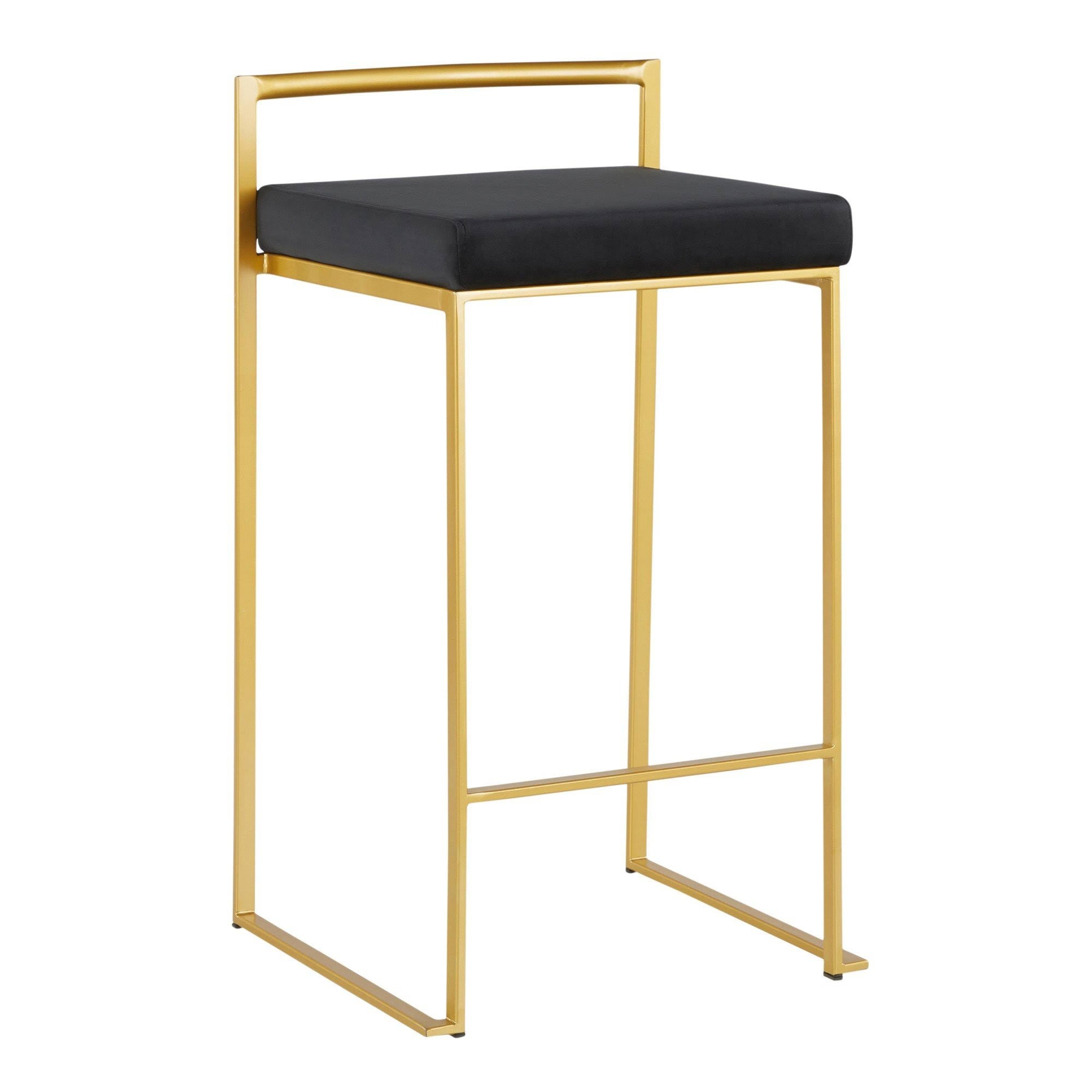 Gold Black Velvet Counter Stool (Set of 2) M407