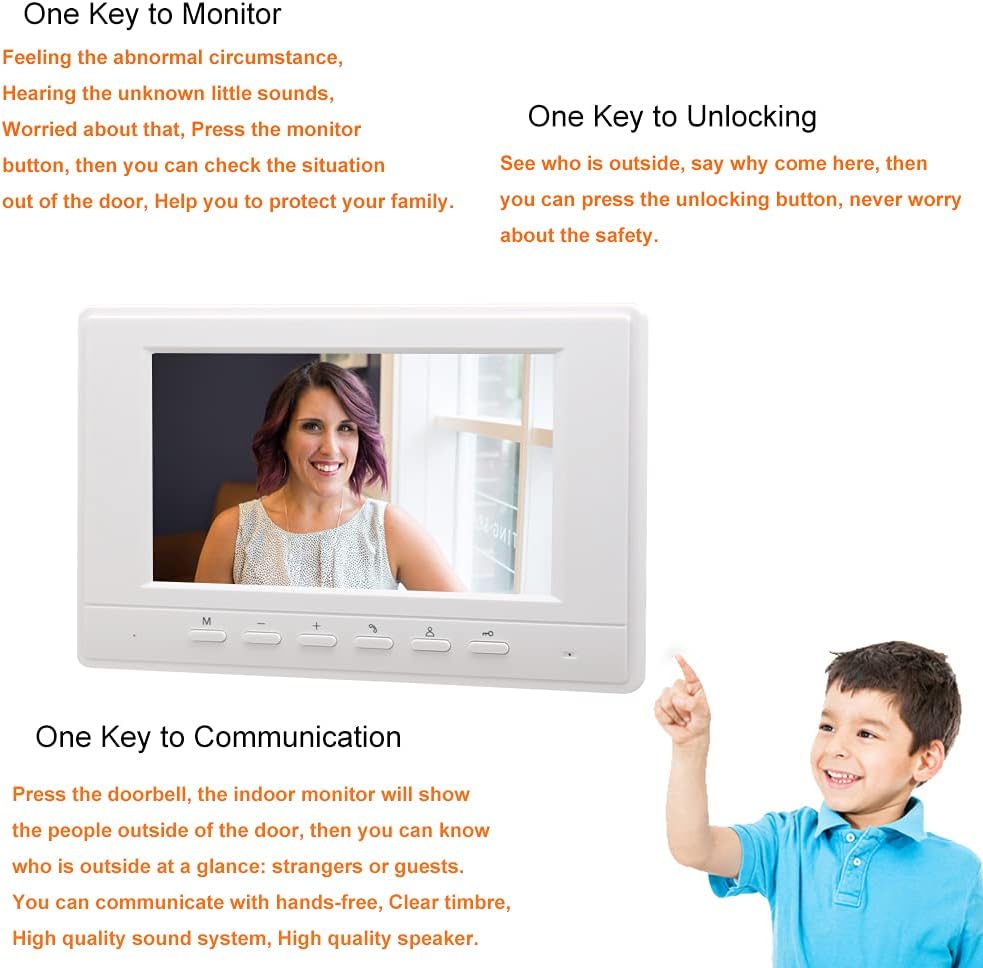7 Inches Wired Video Door Phone System with IR Night Vision Camera B3949