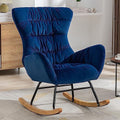 Blue Velvet Upholstered Rocking Chair with High Backrest J22993