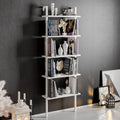 White Metal Wood Accent Ladder Bookcase V446687