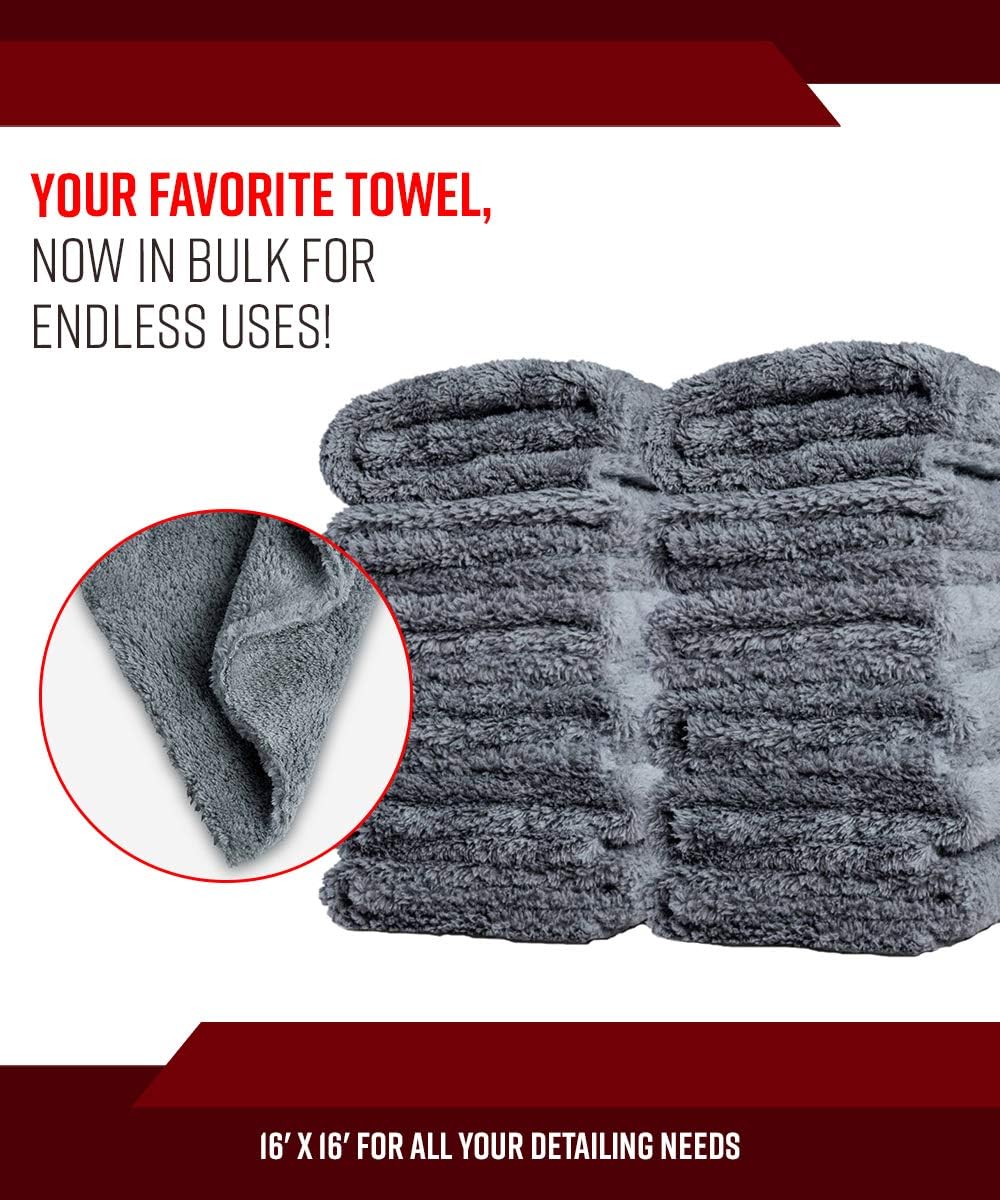 Grey Edgeless Microfiber Towel 480gsm 16 x 16 inches 12 Pack K3327