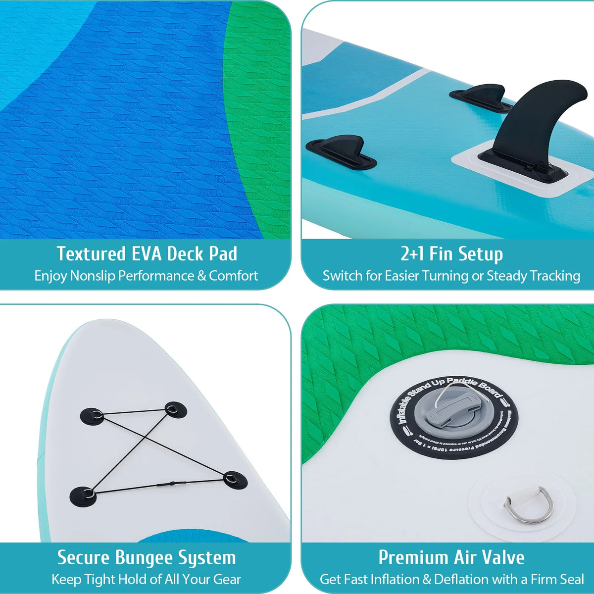 Inflatable Paddle Board 10'6" SUP Board Set with Air Pump, Green U67934