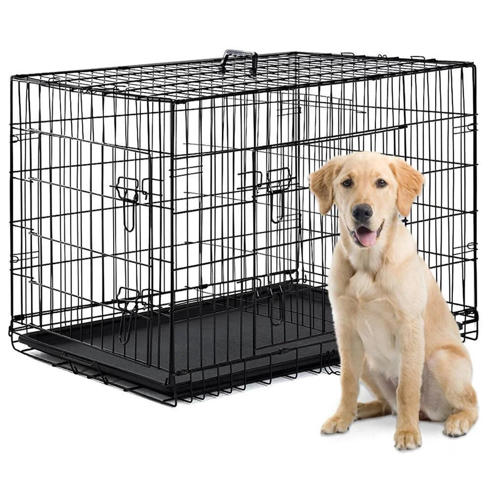 42x22 Pet Folding Dog Crate Kennel with ABS Tray U865724