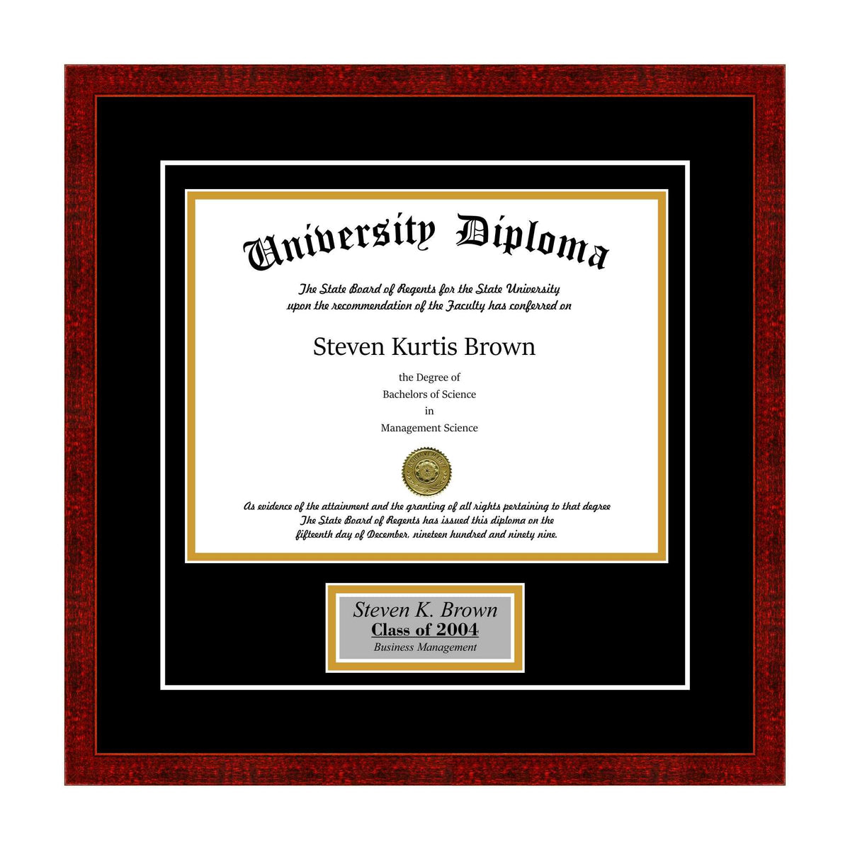 Black 3/4x22 Single Diploma Frame with Double Matting H179