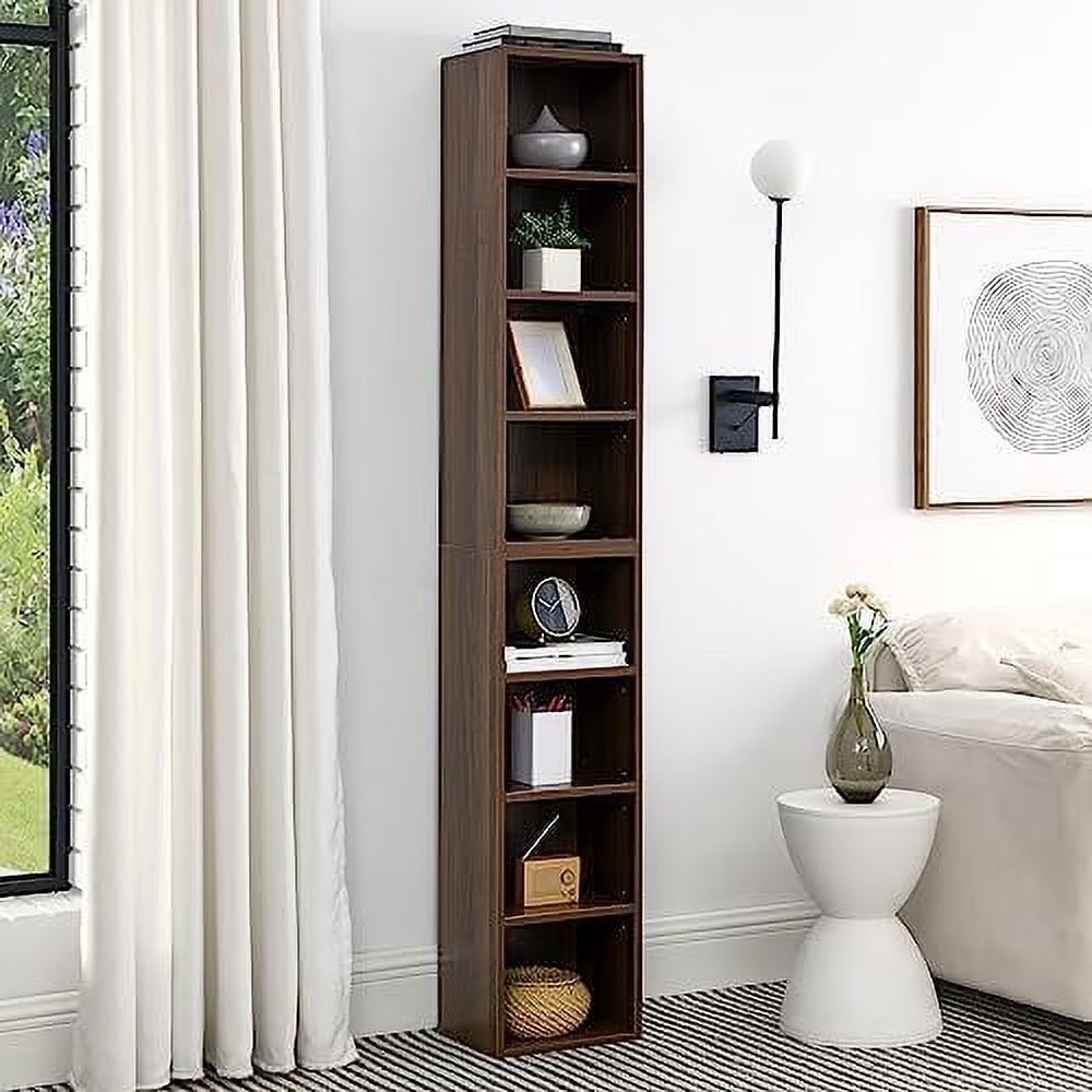 8-Tier Tall Narrow Media Tower Cabinet with Adjustable Shelves B43599