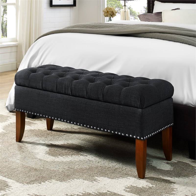 Tufted Storage Bench in Charcoal Black Y8297