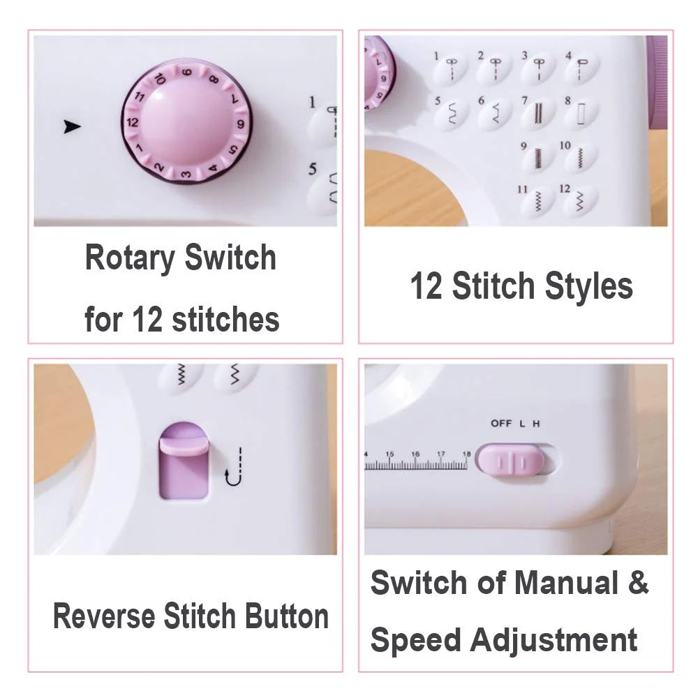 Mini Sewing Machine Set with 12 Stitches Sewing Kit Extension Table Q4876