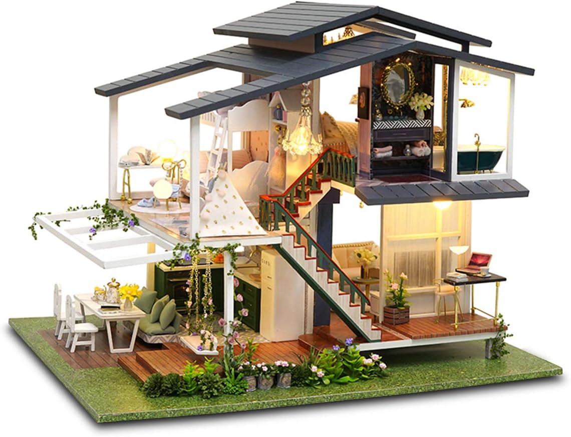 DIY Miniature Dollhouse Kit 1:24 Scale with Music and Dust Proof U1902