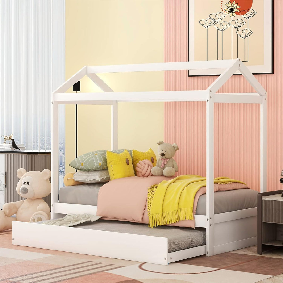 Twin House Bed with Trundle A63078